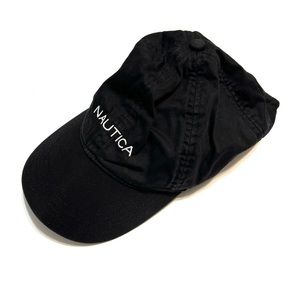 Nautica Black Hat Vintage Spell Out Baseball Cap One Size